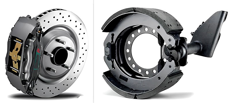 左:盘式制动器 右:鼓式制动器 左:盘式制动器 右:鼓式制动器